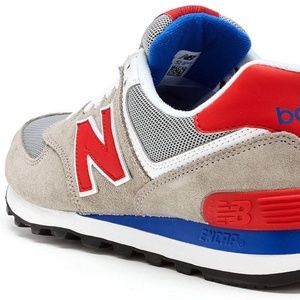 NEW BALANCE RETRO-RED STYLE GRAY TRAINER SNEAKERS